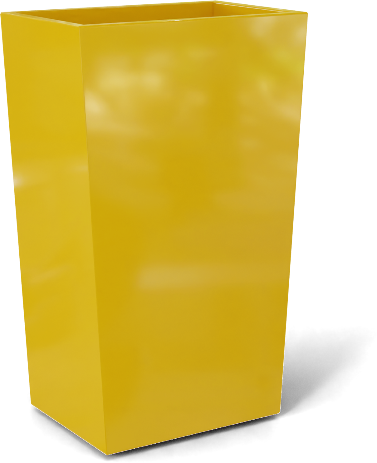 Amsterdam Tapered Rectangular Fiberglass Planter in Gloss Saffron