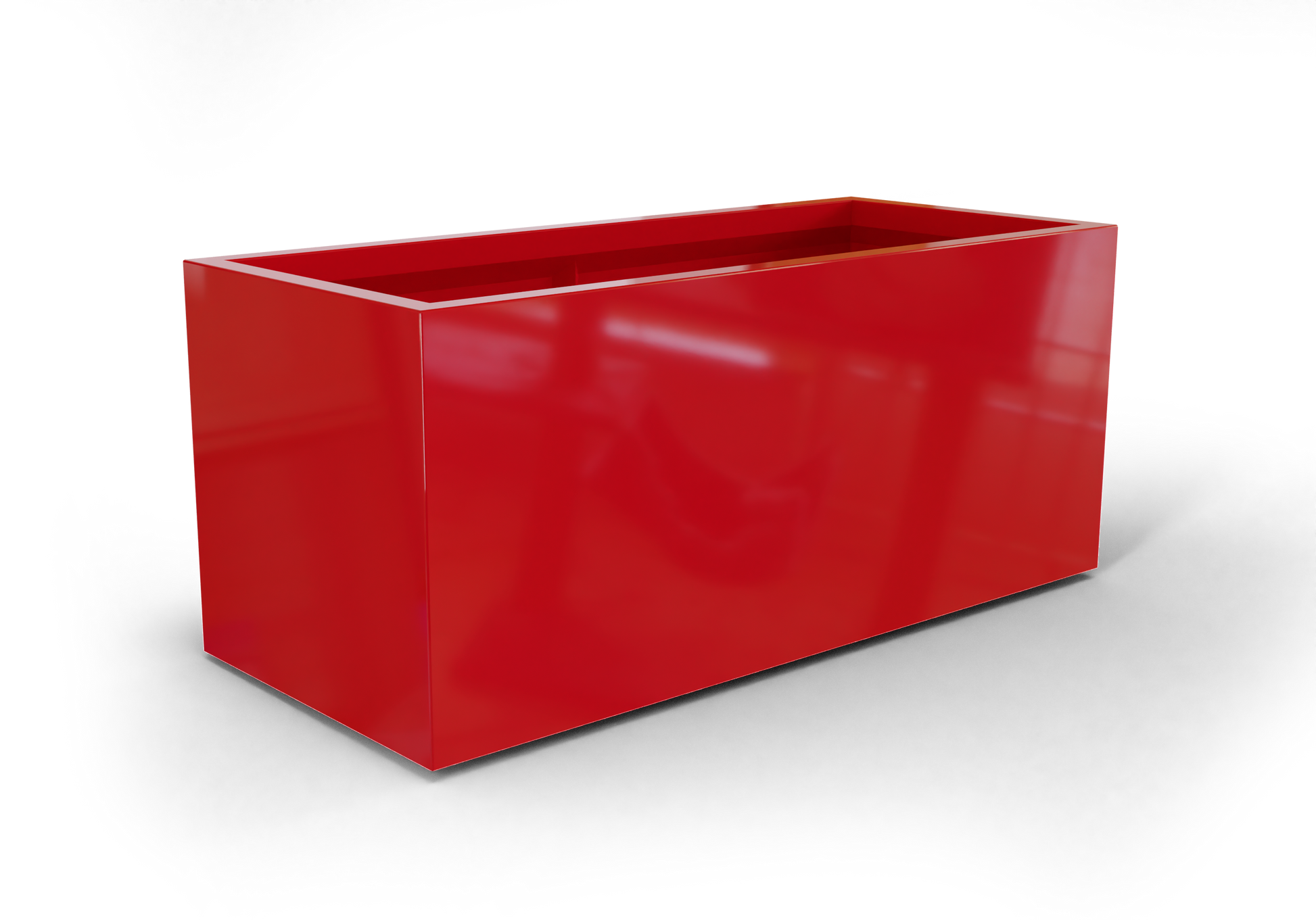 Badalona Rectangular Fiberglass Planter in Gloss Red