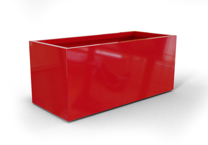Badalona Rectangular Fiberglass Planter in Gloss Red