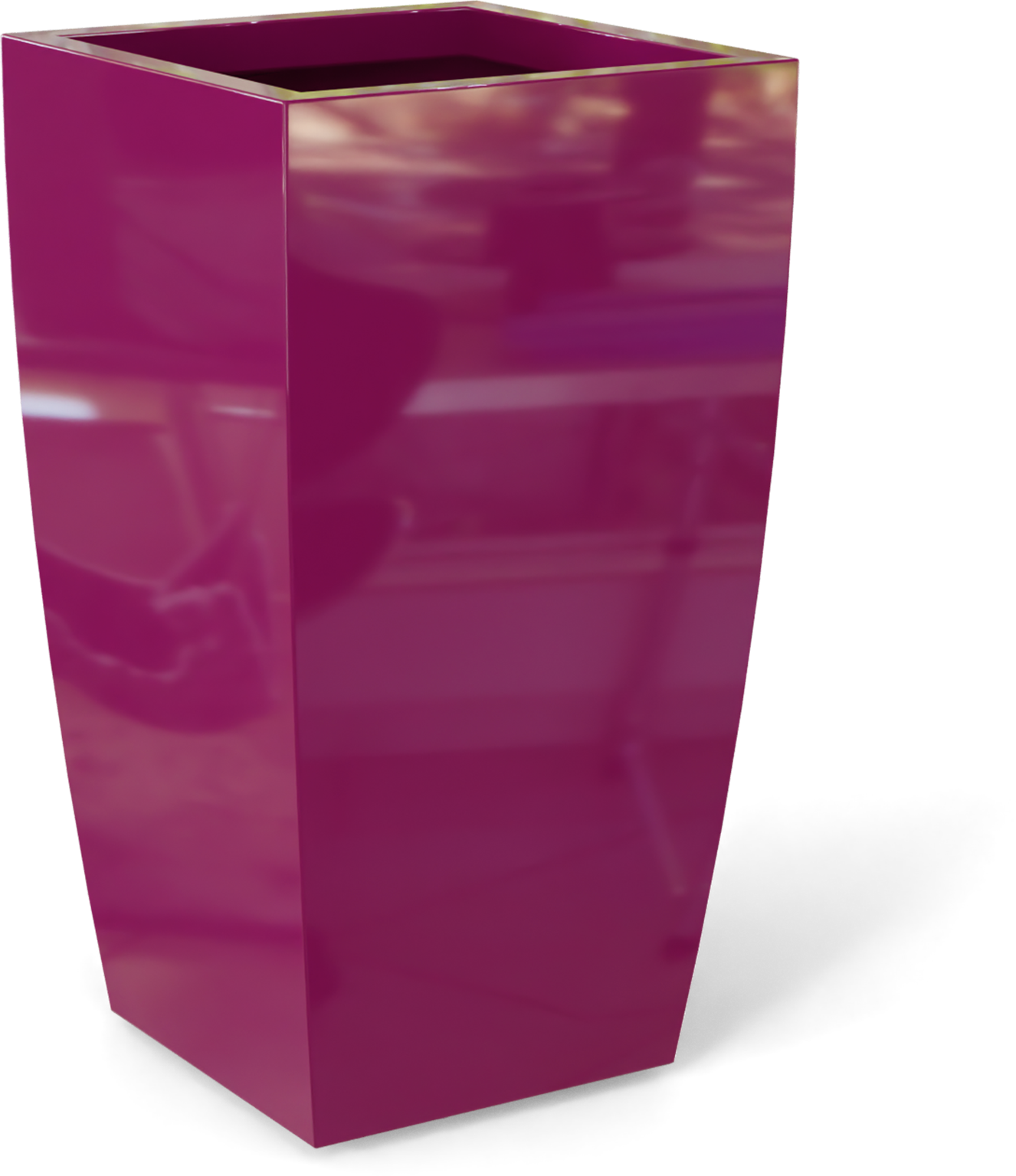 Toulan Tall Tapered Square Fiberglass Planter in Gloss Eggplant