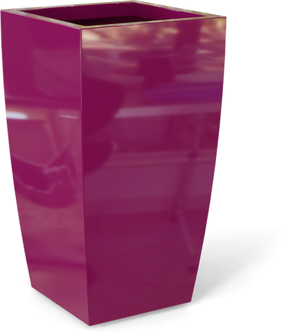 Toulan Tall Tapered Square Fiberglass Planter in Gloss Eggplant