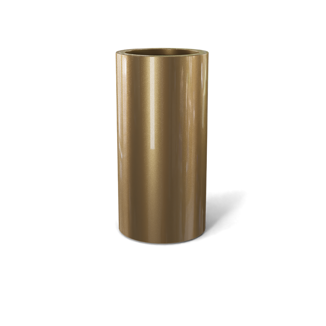 Corry Round Fiberglass Planter in Gloss Metallic Gold