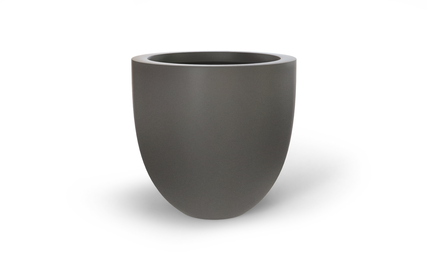 Alzira Round Fiberglass Planter in Matte Gunmetal