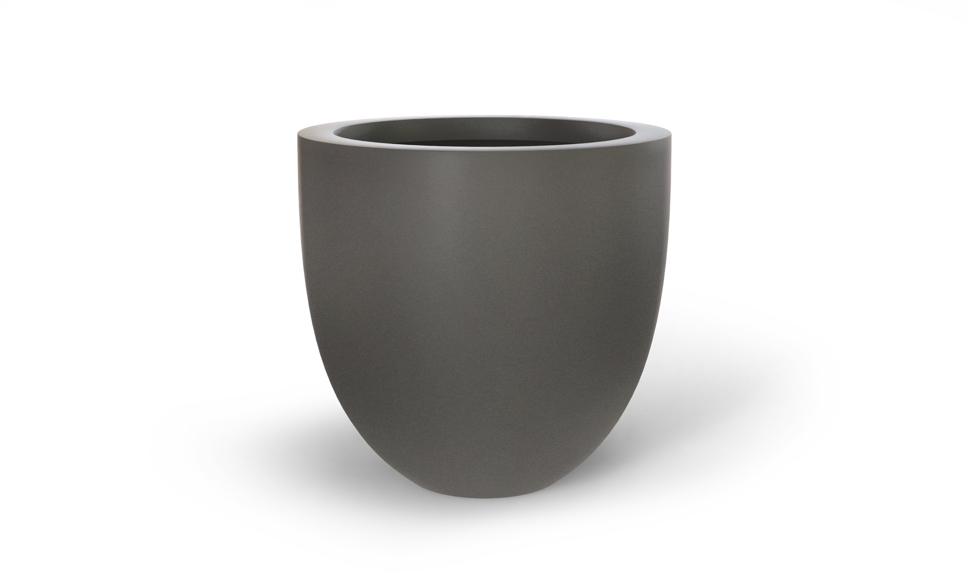 Alzira Round Fiberglass Planter in Matte Gunmetal