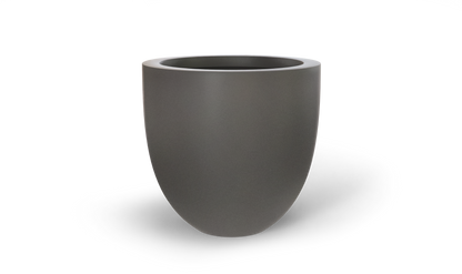 Alzira Round Fiberglass Planter in Matte Gunmetal