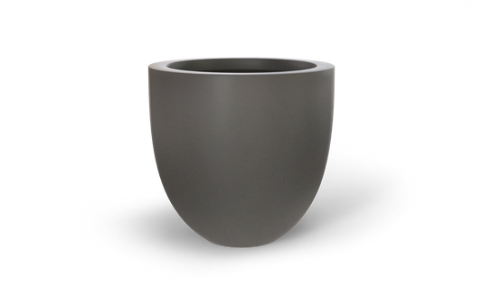 Alzira Round Fiberglass Planter in Matte Gunmetal