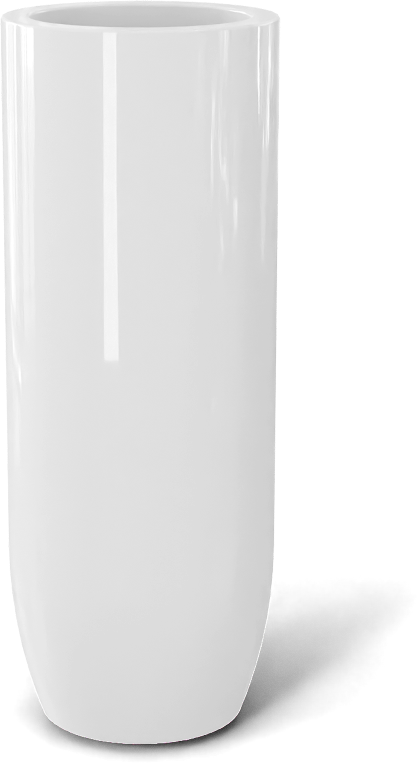 Saint Tropez Round Fiberglass Planter in Gloss Bright White