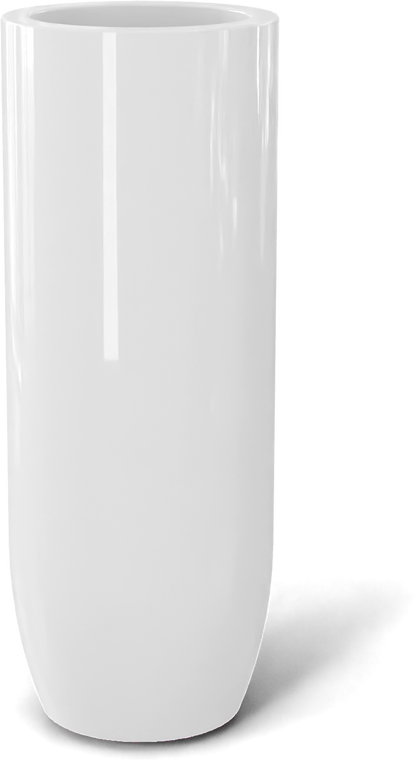 Saint Tropez Round Fiberglass Planter in Gloss Bright White