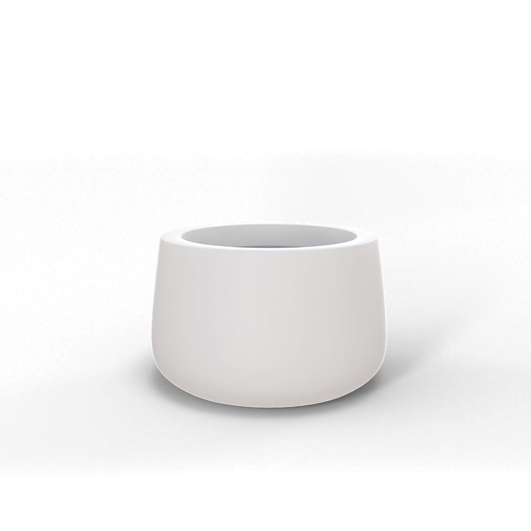 Short Hayden Round Fiberglass Planter in Matte Bright White