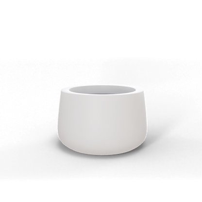 Short Hayden Round Fiberglass Planter in Matte Bright White