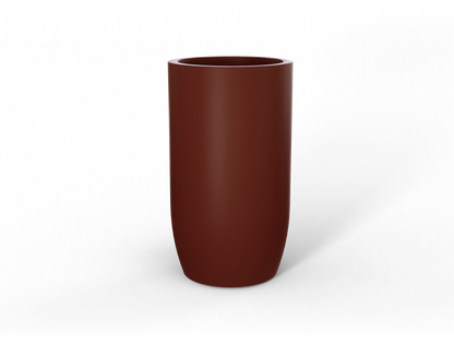 Lisbon Round Fiberglass Planter in Matte Terra Cotta