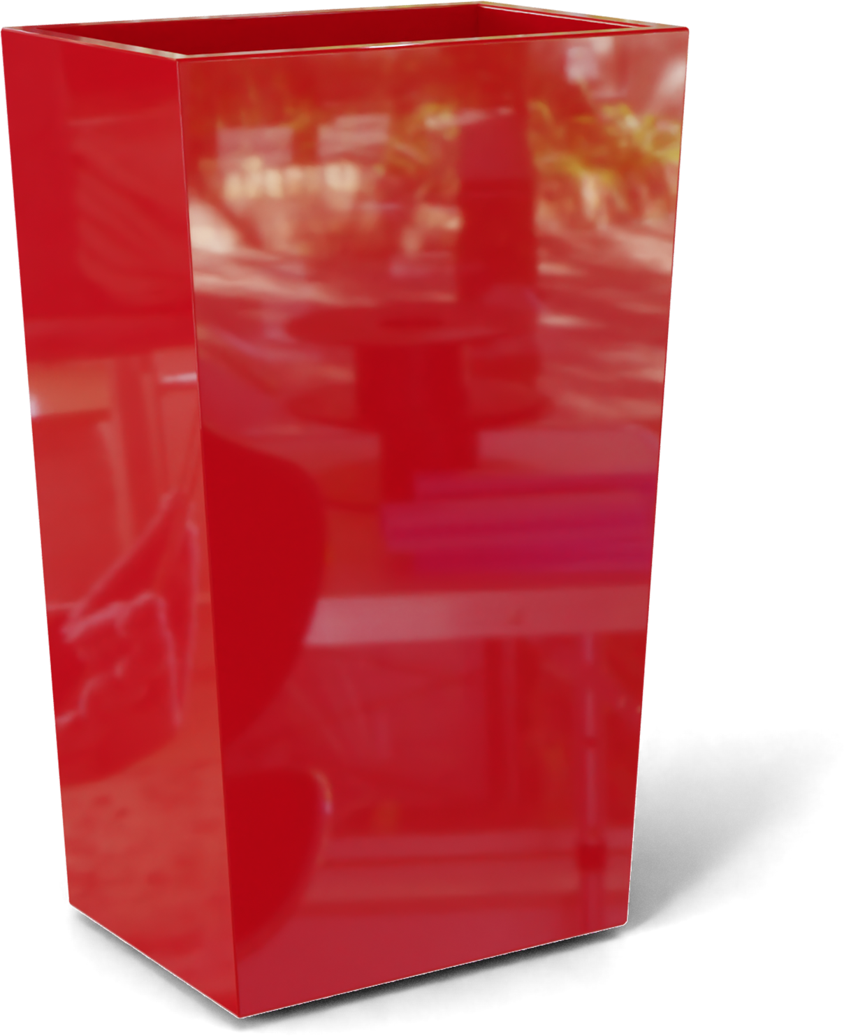 Amsterdam Tapered Rectangular Fiberglass Planter in Gloss Red