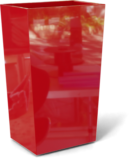 Amsterdam Tapered Rectangular Fiberglass Planter in Gloss Red