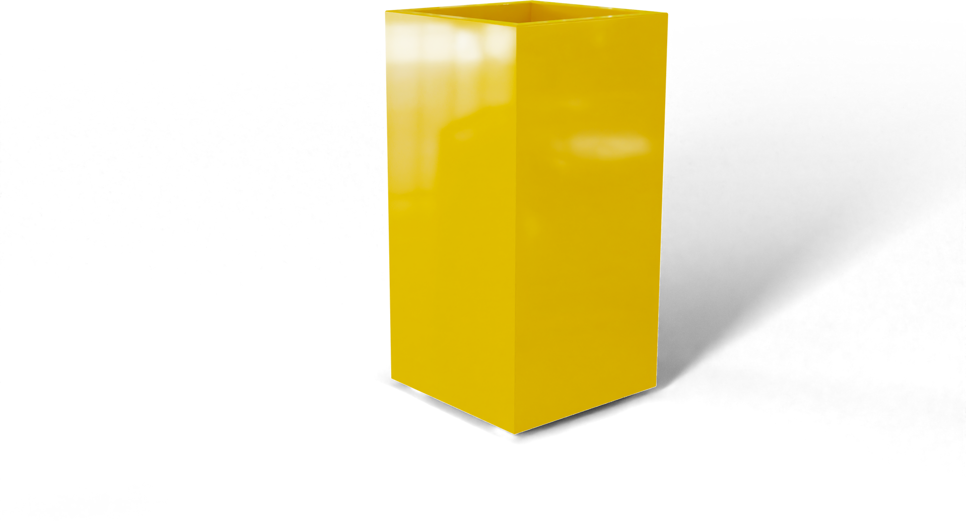 Potsdam Rectangular Fiberglass Planter in Gloss Saffron