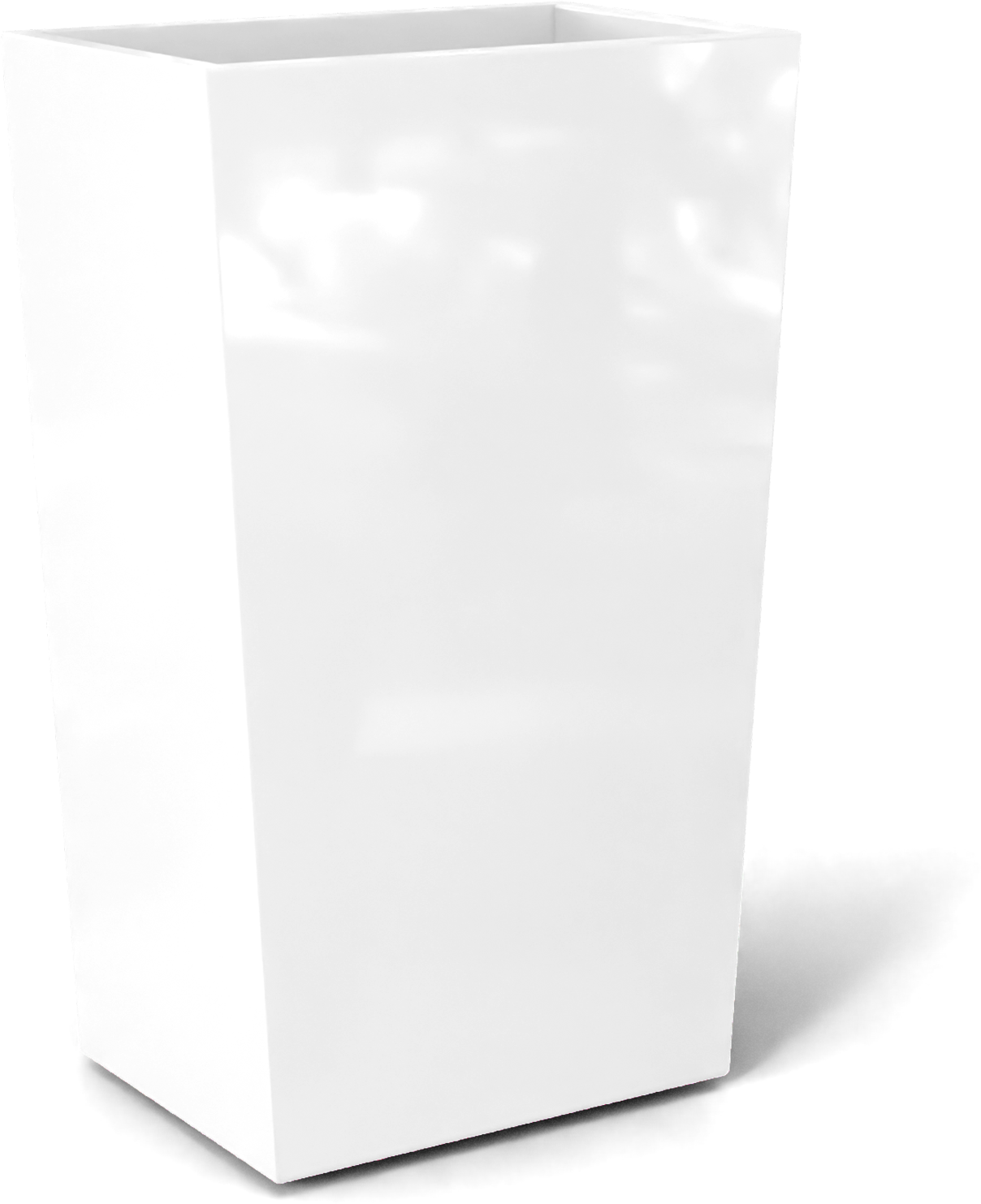 Amsterdam Tapered Rectangular Fiberglass Planter in Gloss Bright White