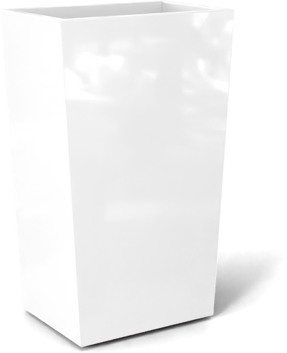 Amsterdam Tapered Rectangular Fiberglass Planter in Gloss Bright White