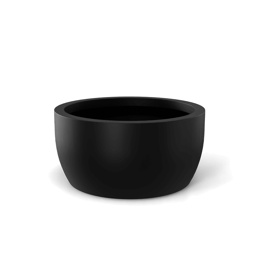 Casablanca Round Fiberglass Planter in Matte Black