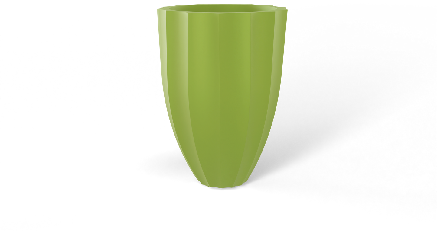 Alicante Round Fiberglass Planter in Satin Green