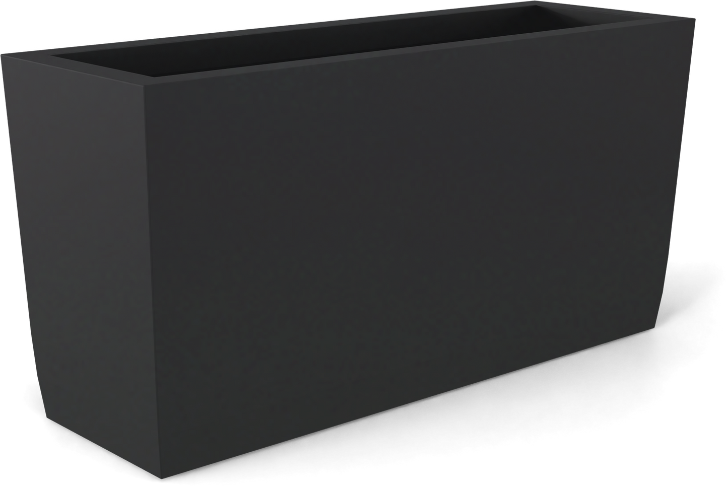 Panama Curved Rectangular Fiberglass Planter in Matte Charcoal