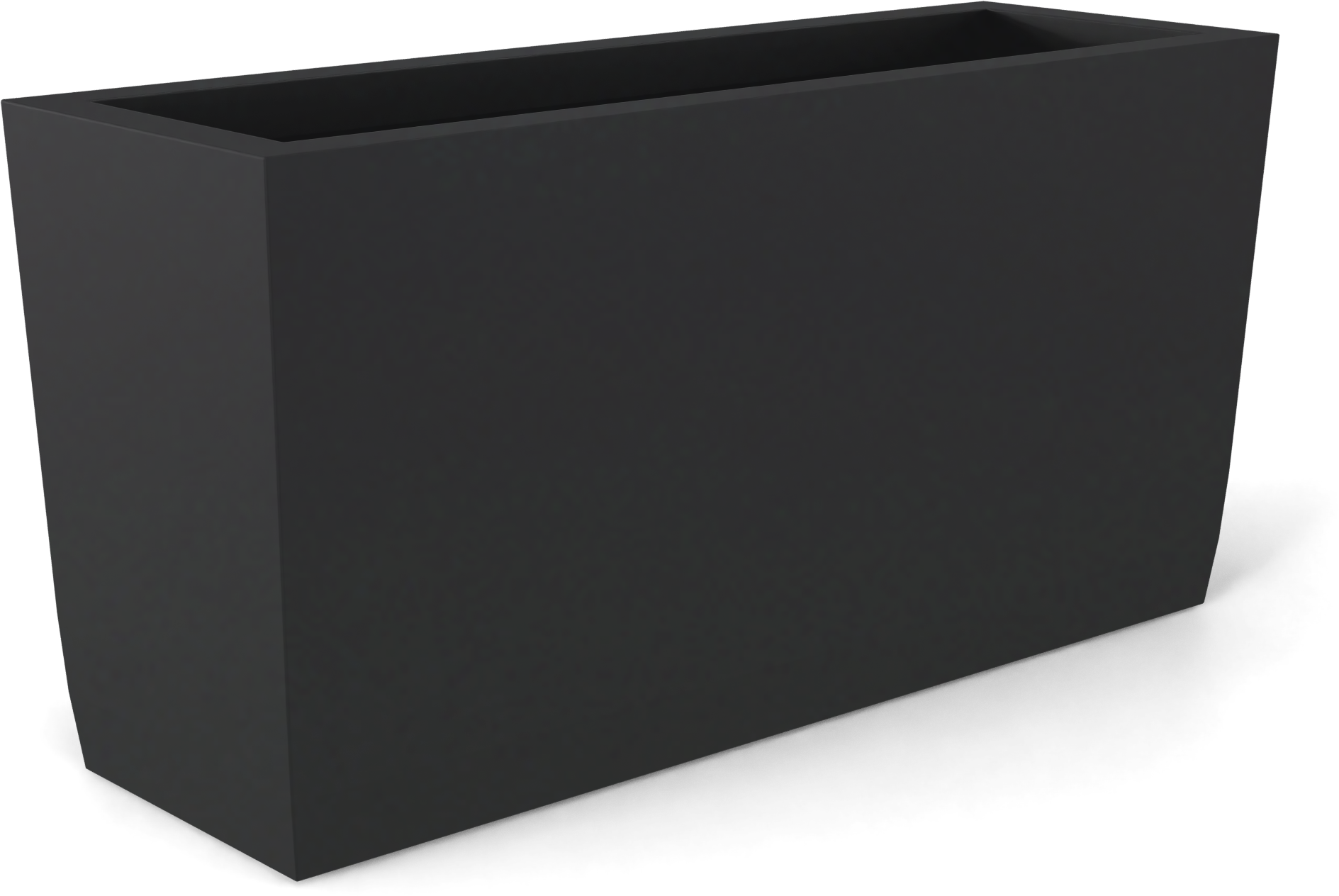 Panama Curved Rectangular Fiberglass Planter in Matte Charcoal