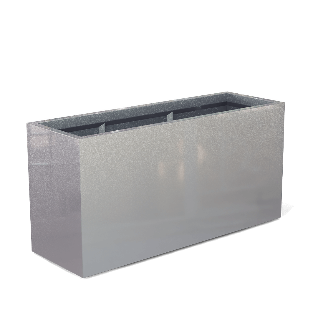 Tolga Rectangular Fiberglass Planter in Metallic Silver
