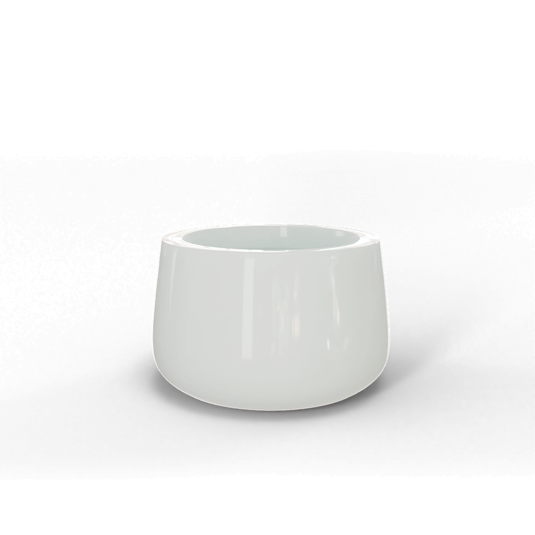 Short Hayden Round Fiberglass Planter in Gloss Bright White