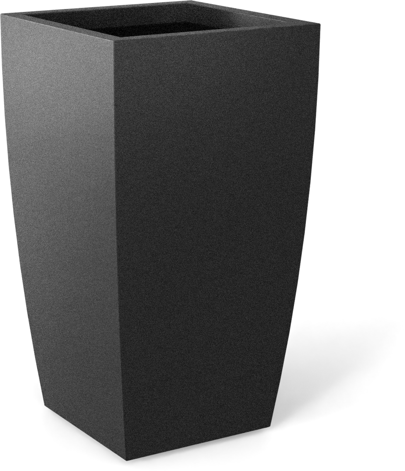 Toulan Tall Tapered Square Fiberglass Planter in Matte Gunmetal
