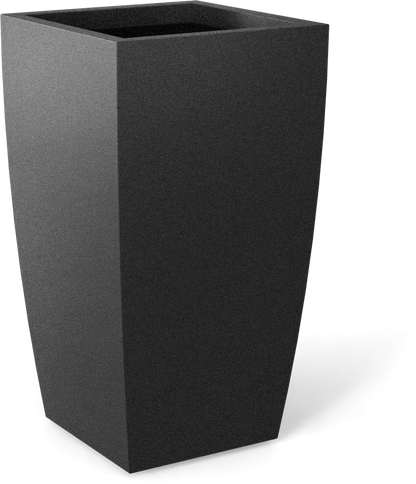 Toulan Tall Tapered Square Fiberglass Planter in Matte Gunmetal