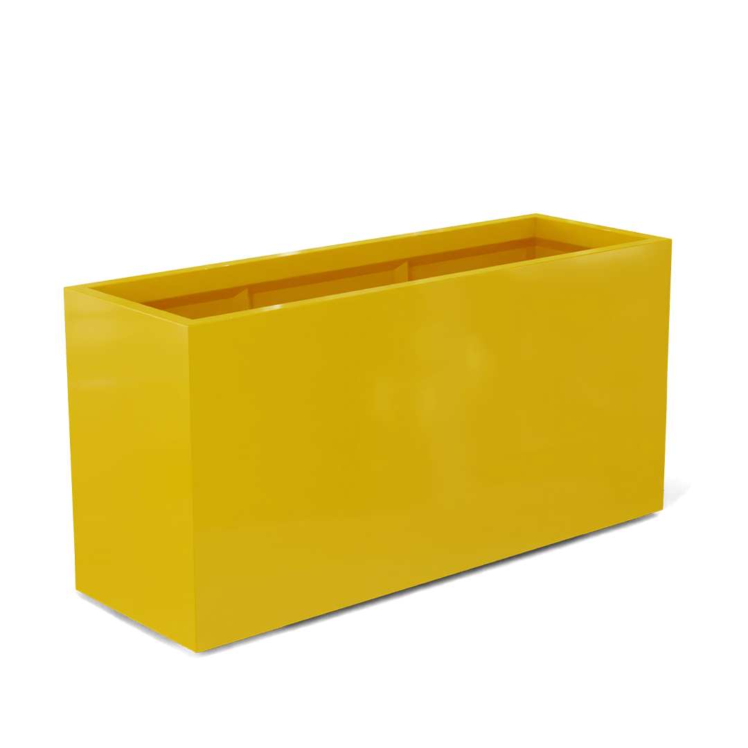 Tolga Rectangular Fiberglass Planter in Gloss Saffron