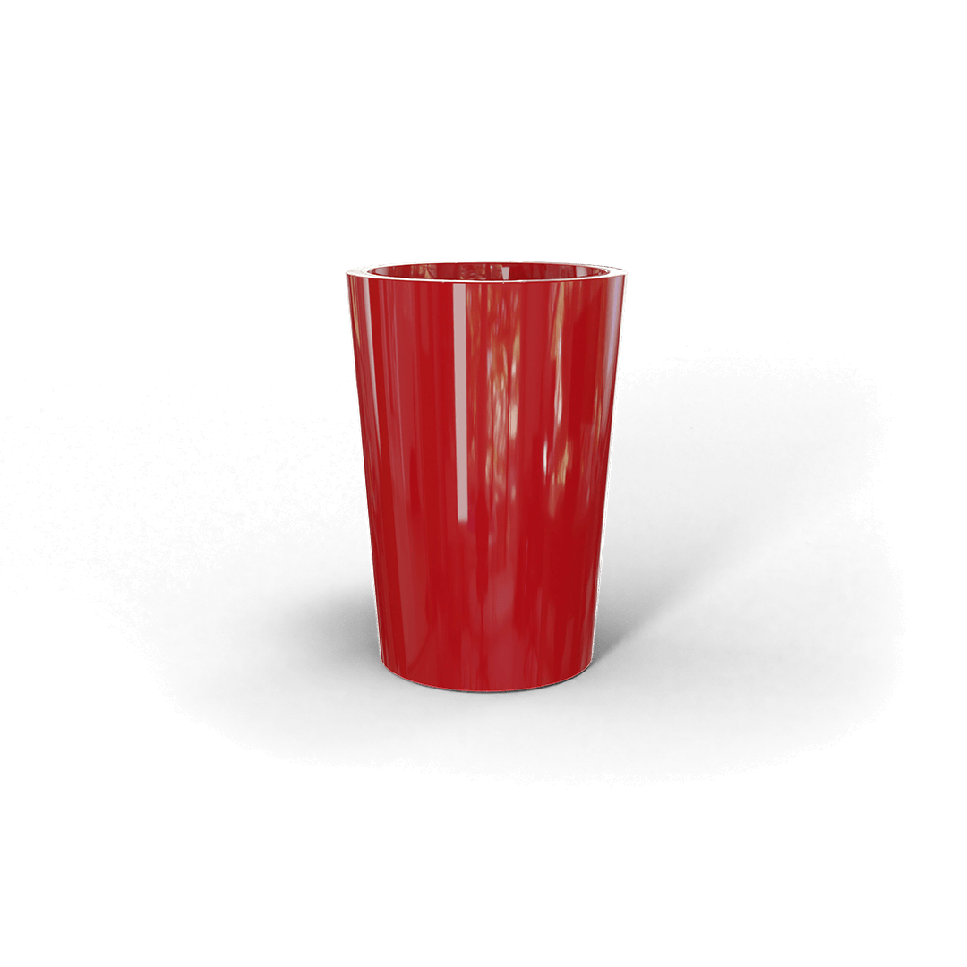 Tegel Round Fiberglass Planter in Gloss Red