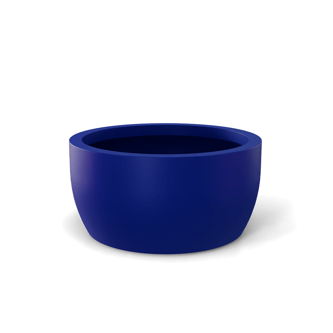 Casablanca Round Fiberglass Planter in Matte Cobalt Blue