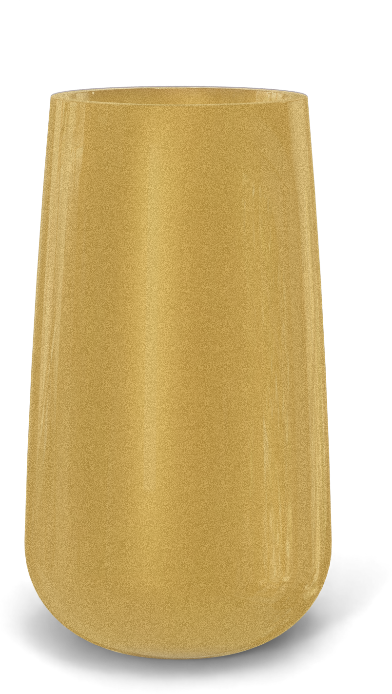 Saigon Round Fiberglass Planter in Gloss Metallic Gold