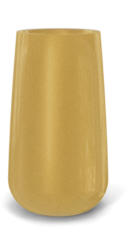 Saigon Round Fiberglass Planter in Gloss Metallic Gold
