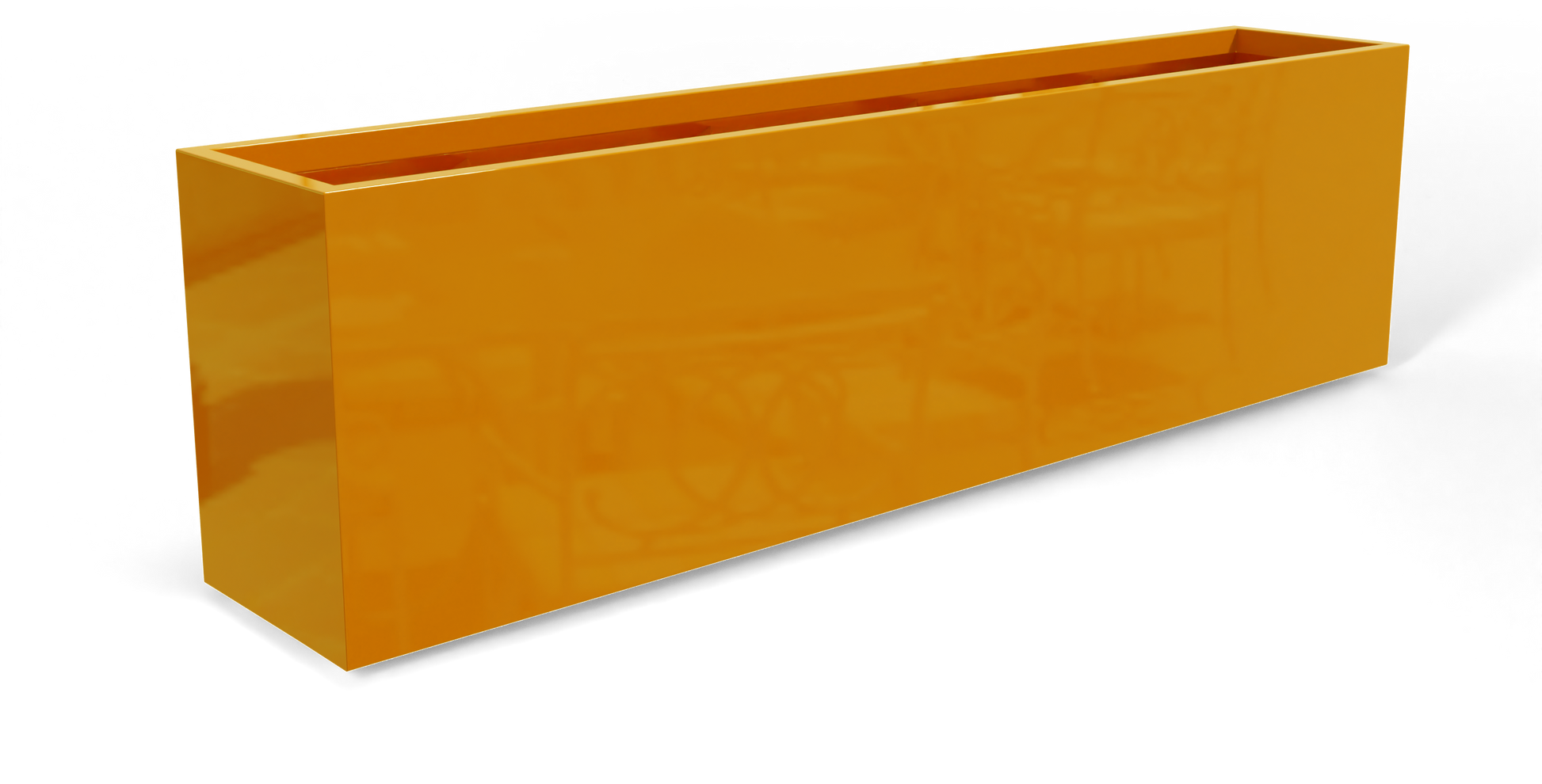 Hudson Rectangular Fiberglass Planter in Gloss Tangerine