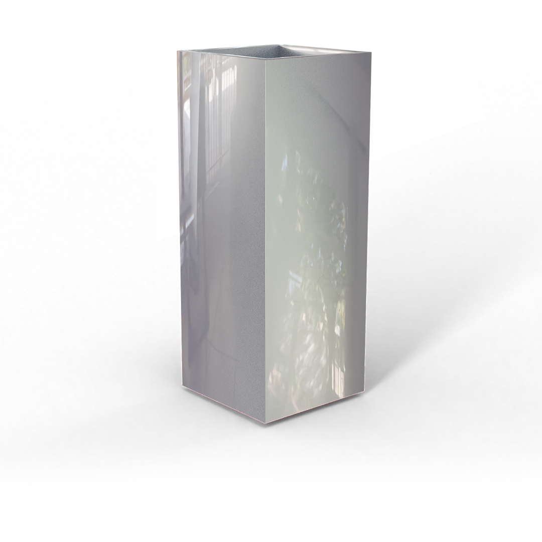 Perth Rectangular Fiberglass Planter in Metallic Silver