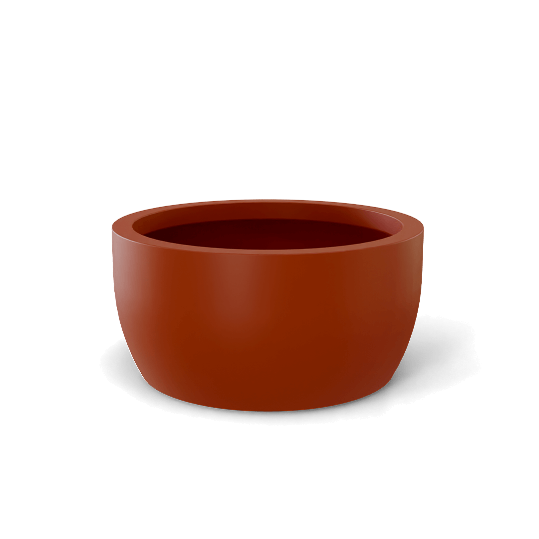 Casablanca Round Fiberglass Planter in Matte Terra Cotta