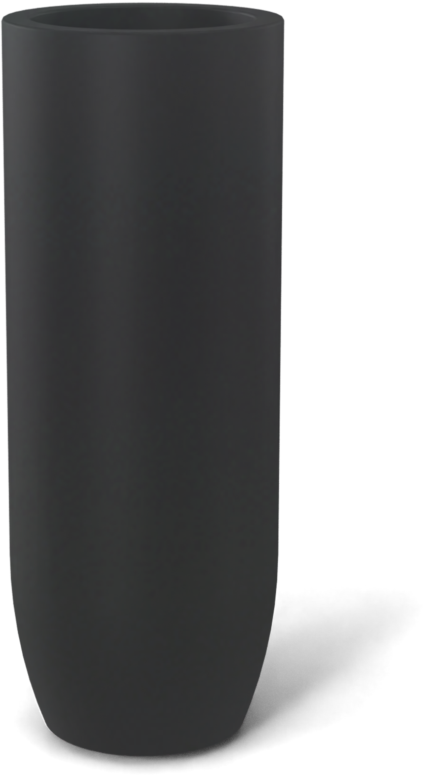 Saint Tropez Round Fiberglass Planter in Matte Charcoal