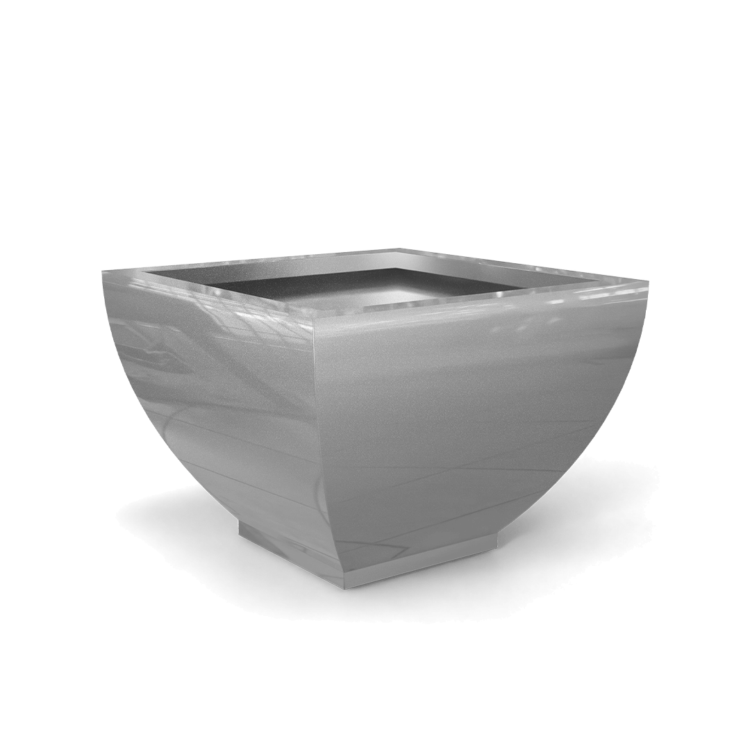 Kathryn Square Fiberglass Planter in Metallic Silver