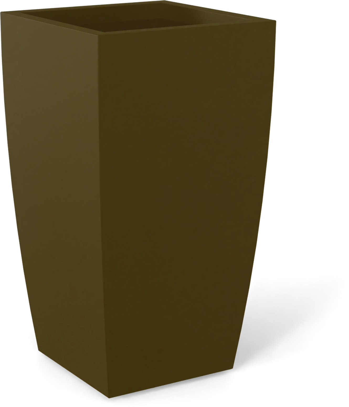 Toulan Tall Tapered Square Fiberglass Planter in Matte Bronze