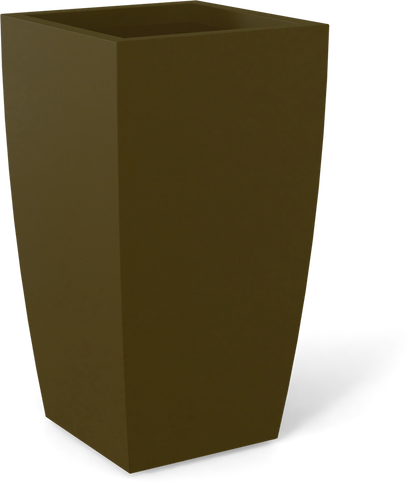 Toulan Tall Tapered Square Fiberglass Planter in Matte Bronze