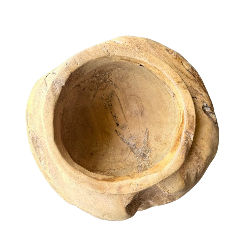 Luxury teak wood planter from Indonesia, showcasing durable design and natural finish, 21x20x14.5 inches.