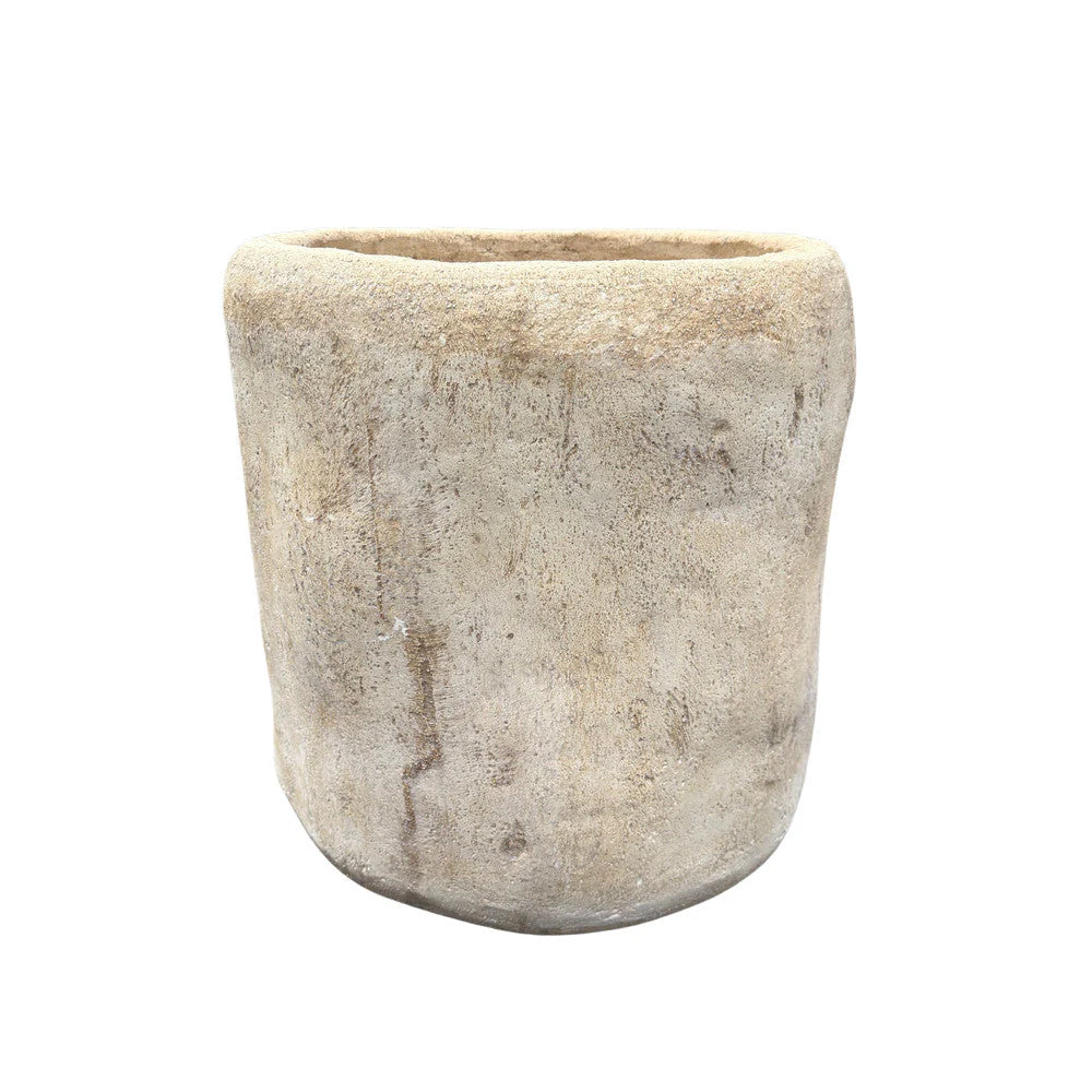 Antique vintage limestone trough planter for elevated interior plant design