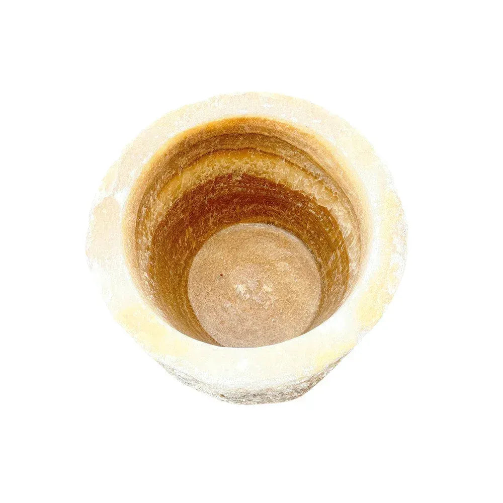 Onyx planter styled in a refined interior or covered patio setting