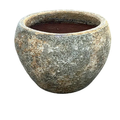 Petite Vietnamese textured terracotta planter with a distressed rustic finish